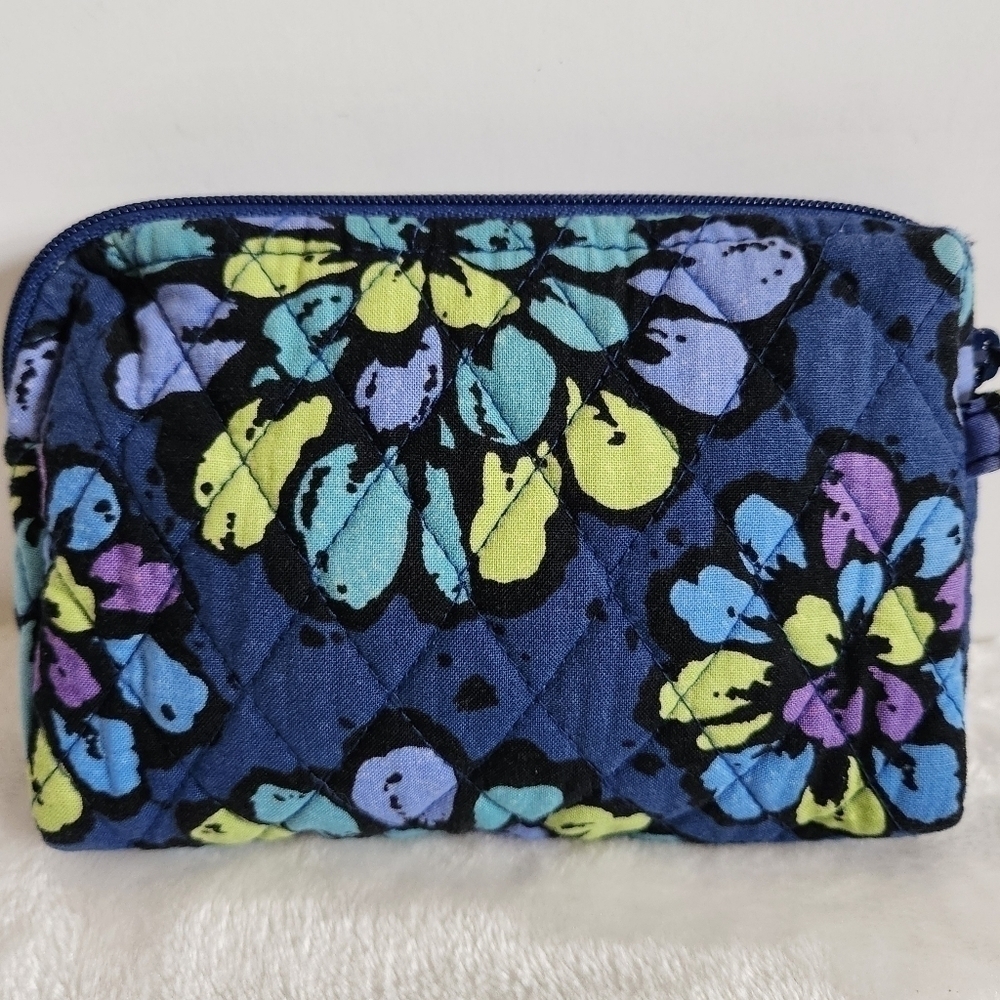 Vera Bradley Retired Indigo Pop Floral Flower Navy Blue Cosmetic Bag Pouch - Picture 4 of 9